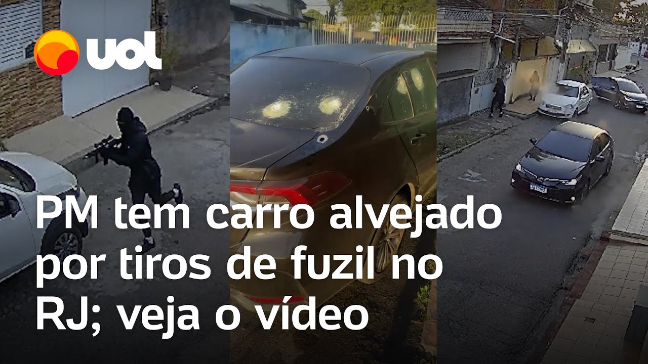 PM tem carro alvejado por tiros de fuzil no RJ; vídeos mostram ataque