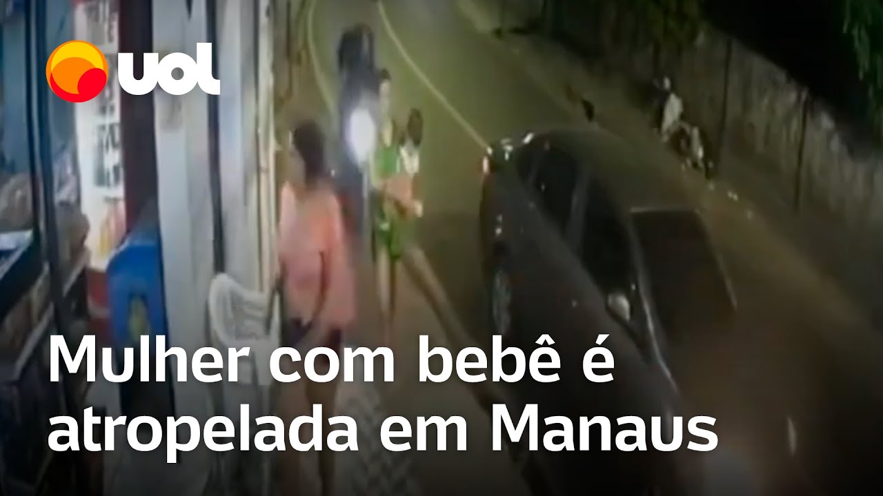 Mulher com bebê no colo é atropelada por motociclista em Manaus; veja