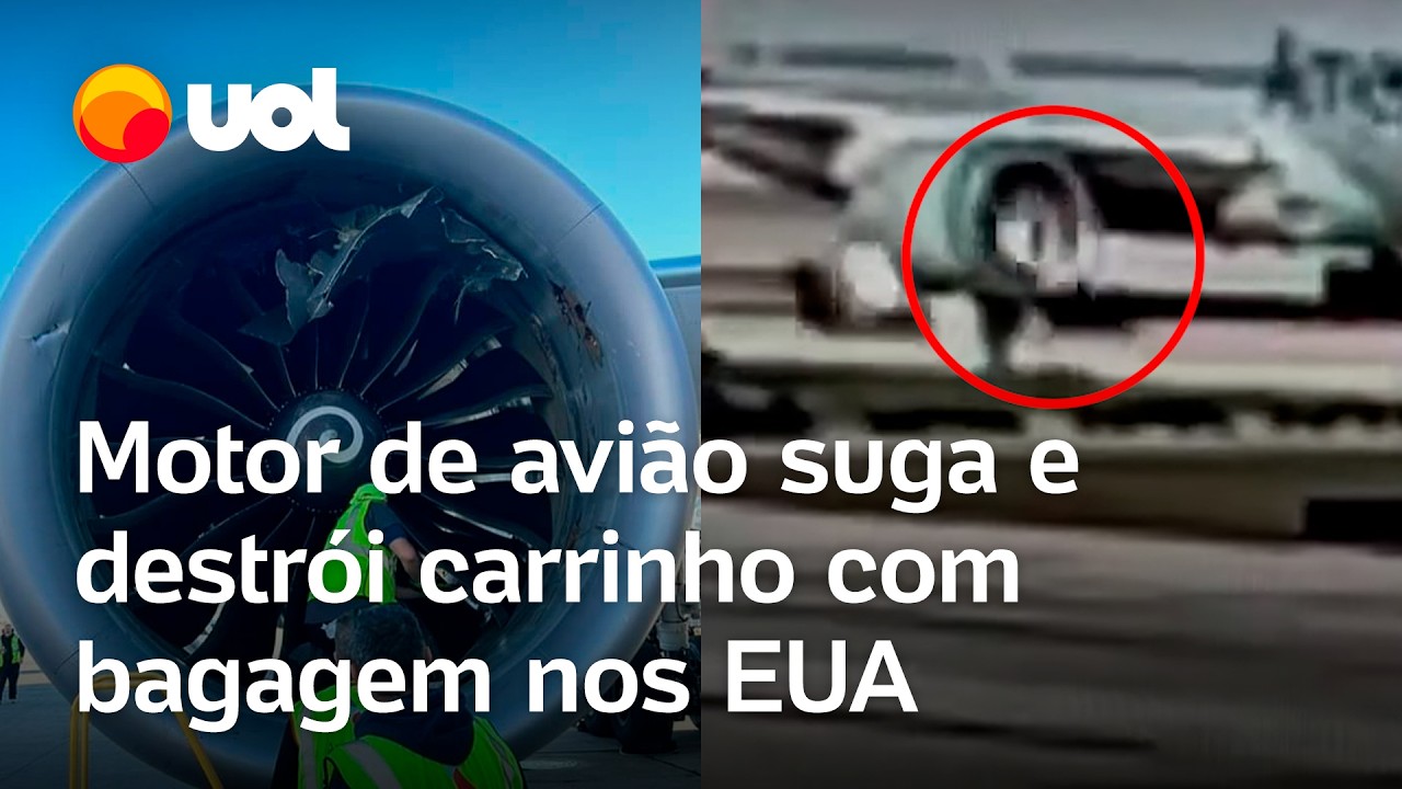 Motor de avião suga e destrói carrinho com bagagem nos Estados Unidos; veja