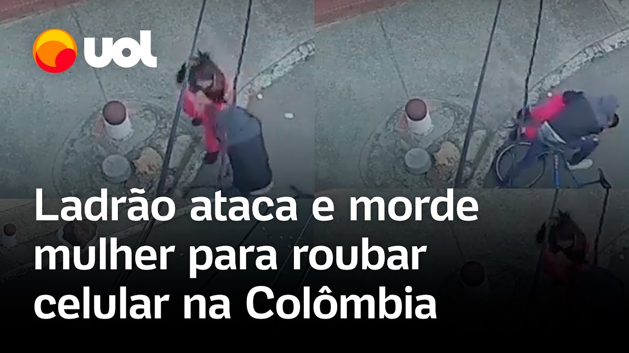 Ladrão ataca e morde mulher para roubar celular em Bogotá na Colômbia; veja