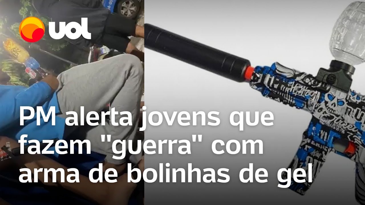 Policial alerta jovens que usam arma de bolinhas de gel no Rio; veja